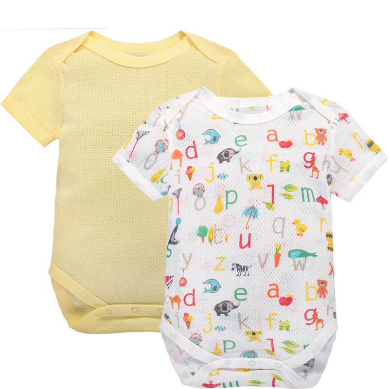 2 cái mùa hè bé gái bé trai cotton lưới bodysuit có viền trẻ em áo liền quần