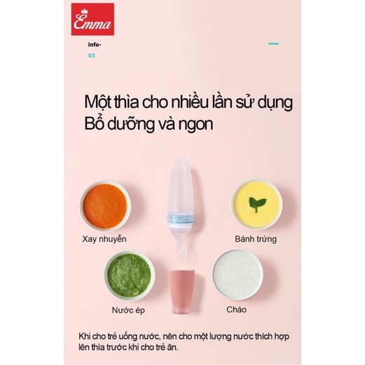 Bình thìa ăn dặm silicon Emma kids cho bé