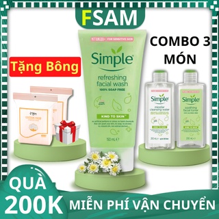 Sữa Rửa Mặt Simple Da Dầu, Khô, Nhạy Cảm, Dịu Nhẹ Tốt Hơn Hãng Gel Nhật Bản Hàn Quốc Mua Combo 3 Món Chính Tại FSAM SRM