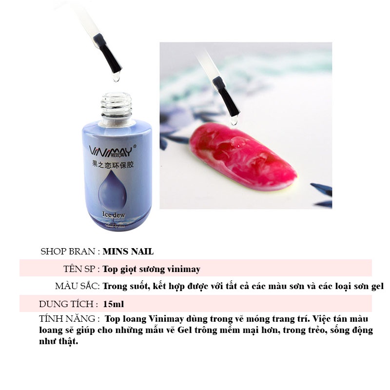 Top giọt sương vinimay, sơn top hàng chính hãng 15ml
