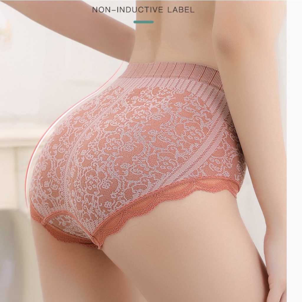 Quần Lót Kháng khuẩn nữ Ren Lưng Cao Không Đường May Định Hình Cơ Thể Quyến Rũ Cho Nữ
