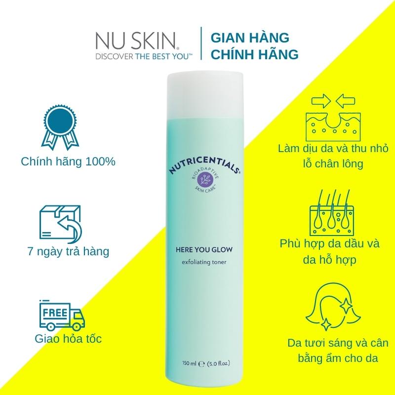 Nước Hoa Hồng Nuskin Here You Glow Exfoliating Toner 150ml Dành Cho Da Dầu và Da Hỗn Hợp