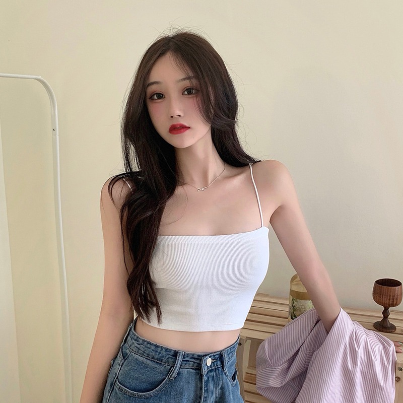 Áo hai dây IELGY dáng ngắn phong cách Pháp thời trang mùa hè cho nữ