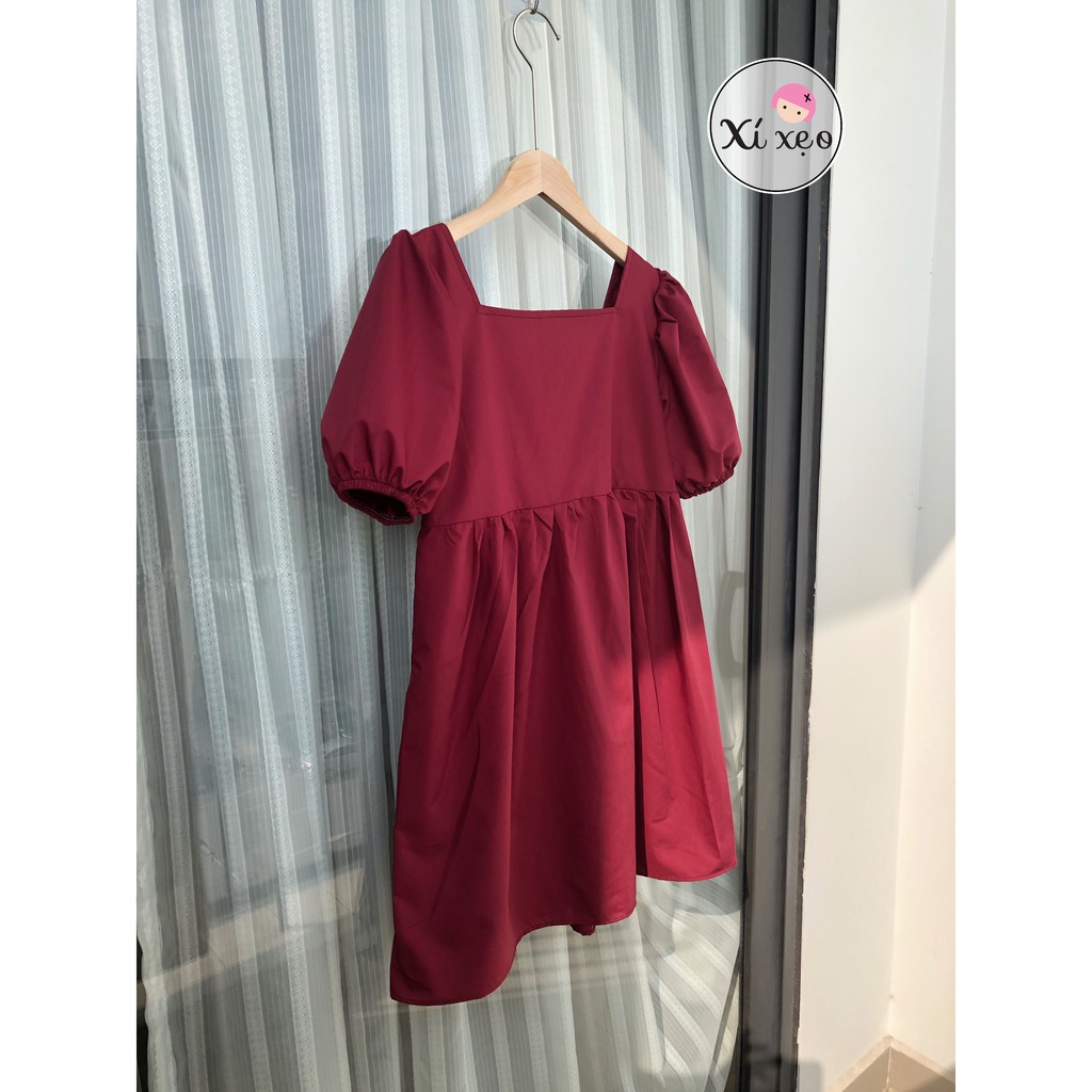 Váy đầm babydoll tiểu thư, đầm nữ ulzzang Hàn Quốc xixeoshop - V4 đỏ