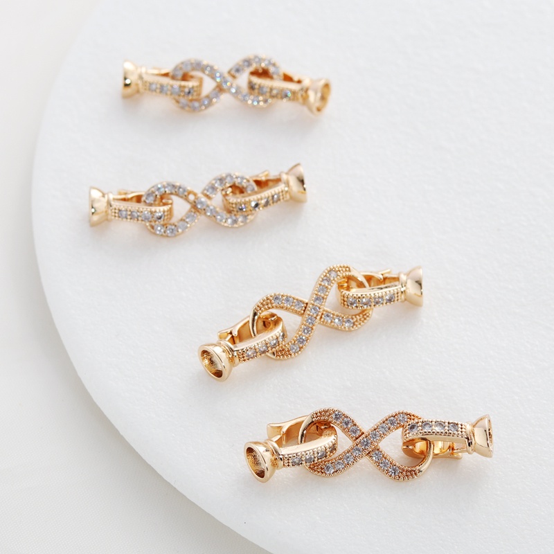 Phụ Kiện Trang Sức Vòng Cổ/Vòng Tay/Dây Chuyền 14k Đính Đá Zircon Size 8 Hai Đầu Khóa Cài diy