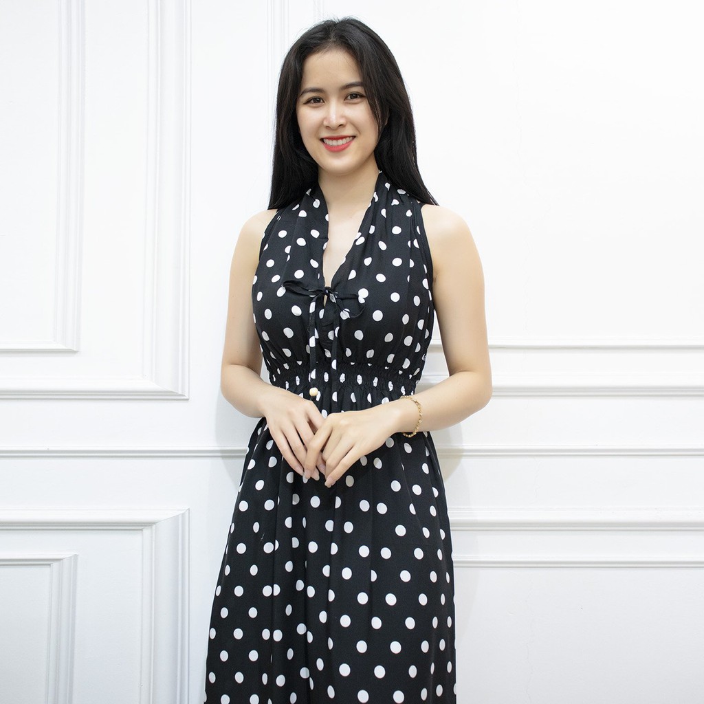 Đầm maxi đi biển dài hở lưng AMYRA - váy nữ maxi dáng dài họa tiết da beo và bi mx015 | BigBuy360 - bigbuy360.vn