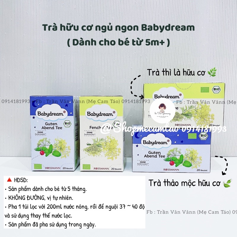 Trà BABYDREAM hữu cơ giúp bé ngủ ngon