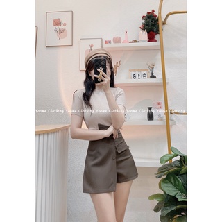 áo len lông thỏ cổ tròn basic tay cộc yoome clothing