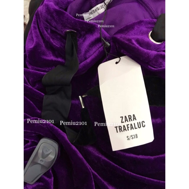 Áo hoodie nhung ZARA TRAFALUC TÍM fulltag chip hải quan