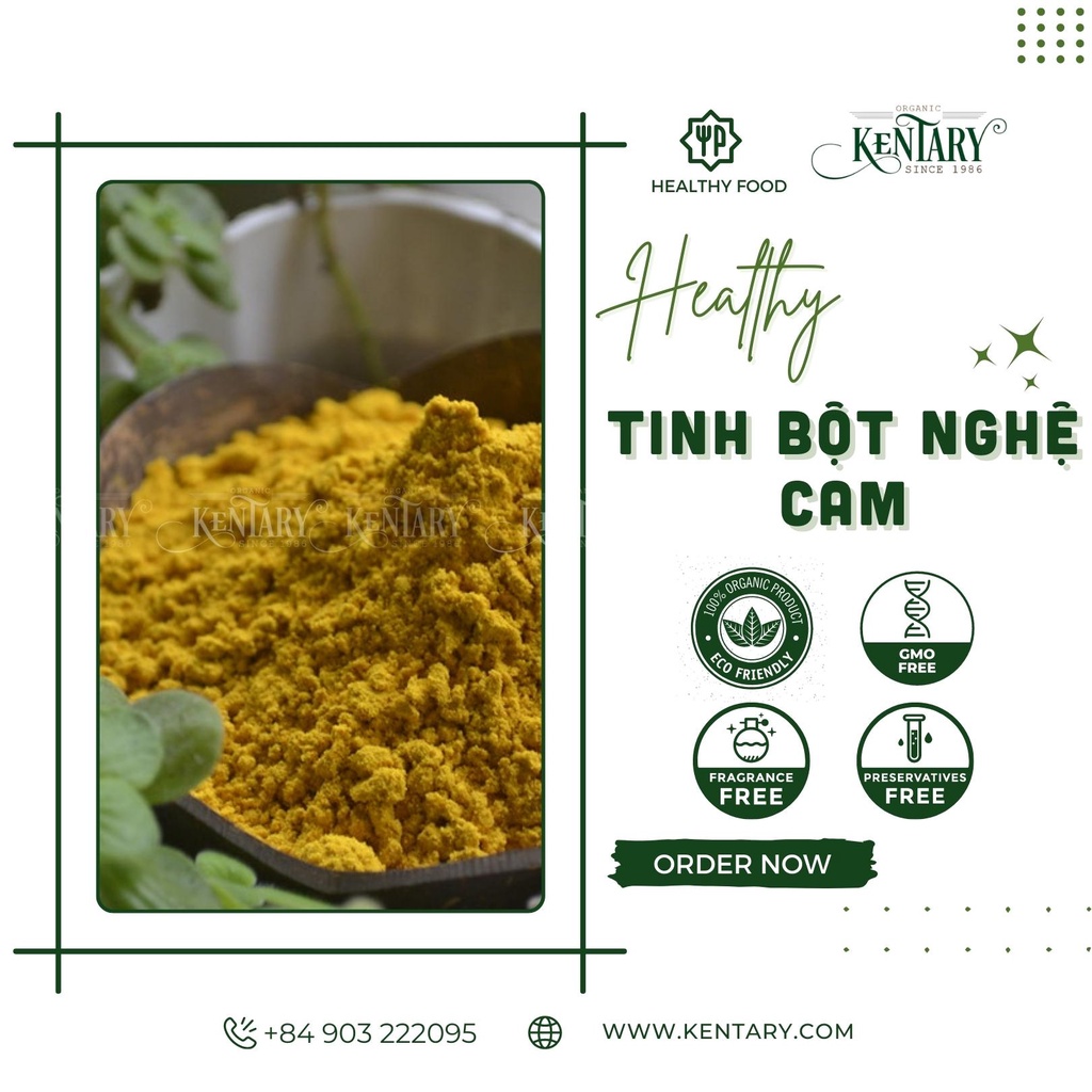 Tinh Bột Nghệ Cam Organic Kentary Giàu Curcumin Có Giấy Kiểm Định