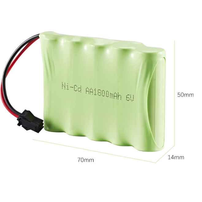 Pin sạc AA6V 1800mAh Ni-Cd cho xe đồ chơi ô tô mô hình điều khiển, Cáp sạc chuẩn SM