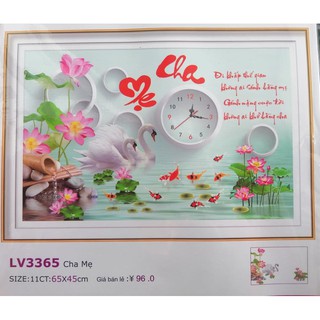 Tranh thêu chữ thập đồng hồ Cha mẹ LV3365