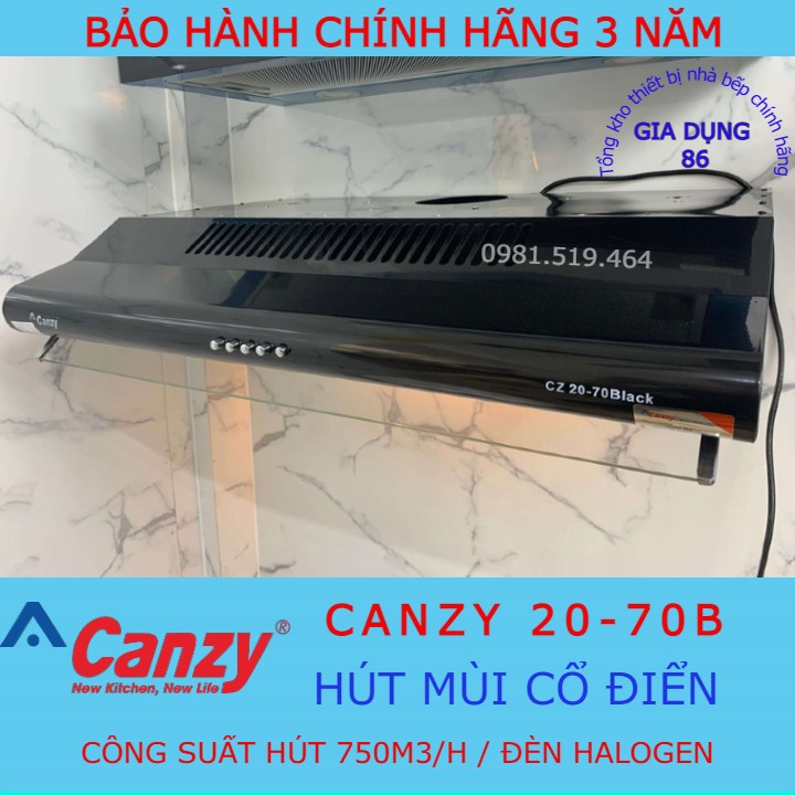 Hút mùi Canzy CZ 20 - 70B / Khử mùi bằng than hoạt tính / Bảo hành chính hãng 3 năm