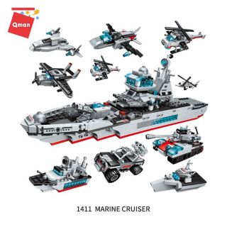 Bộ đồ chơi lắp ráp kiểu lego Qman 8 trong 1 1411 mô hình chiến hạm