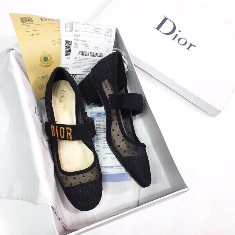 Giày cao gót Dior bi lưới fullbox