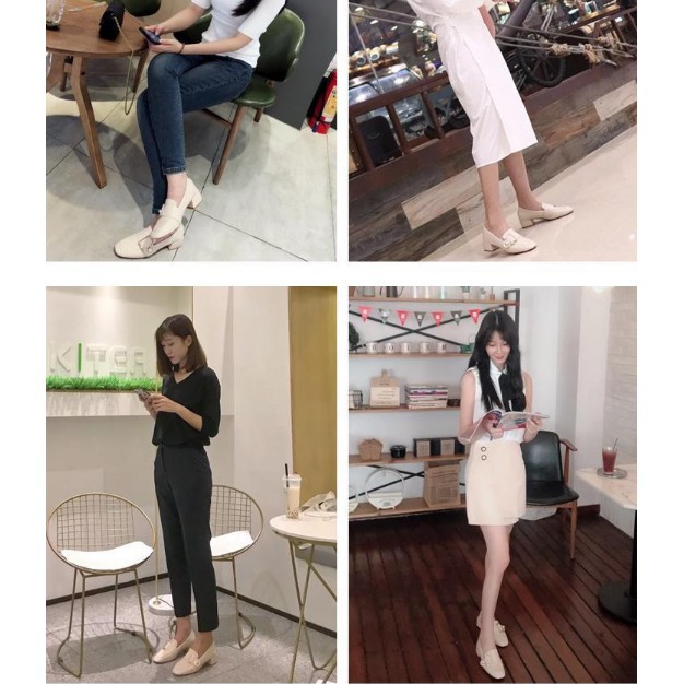 ulzzang [sẵn] Giầy búp bê đế vuông oxford Hàn Quốc G010 | BigBuy360 - bigbuy360.vn