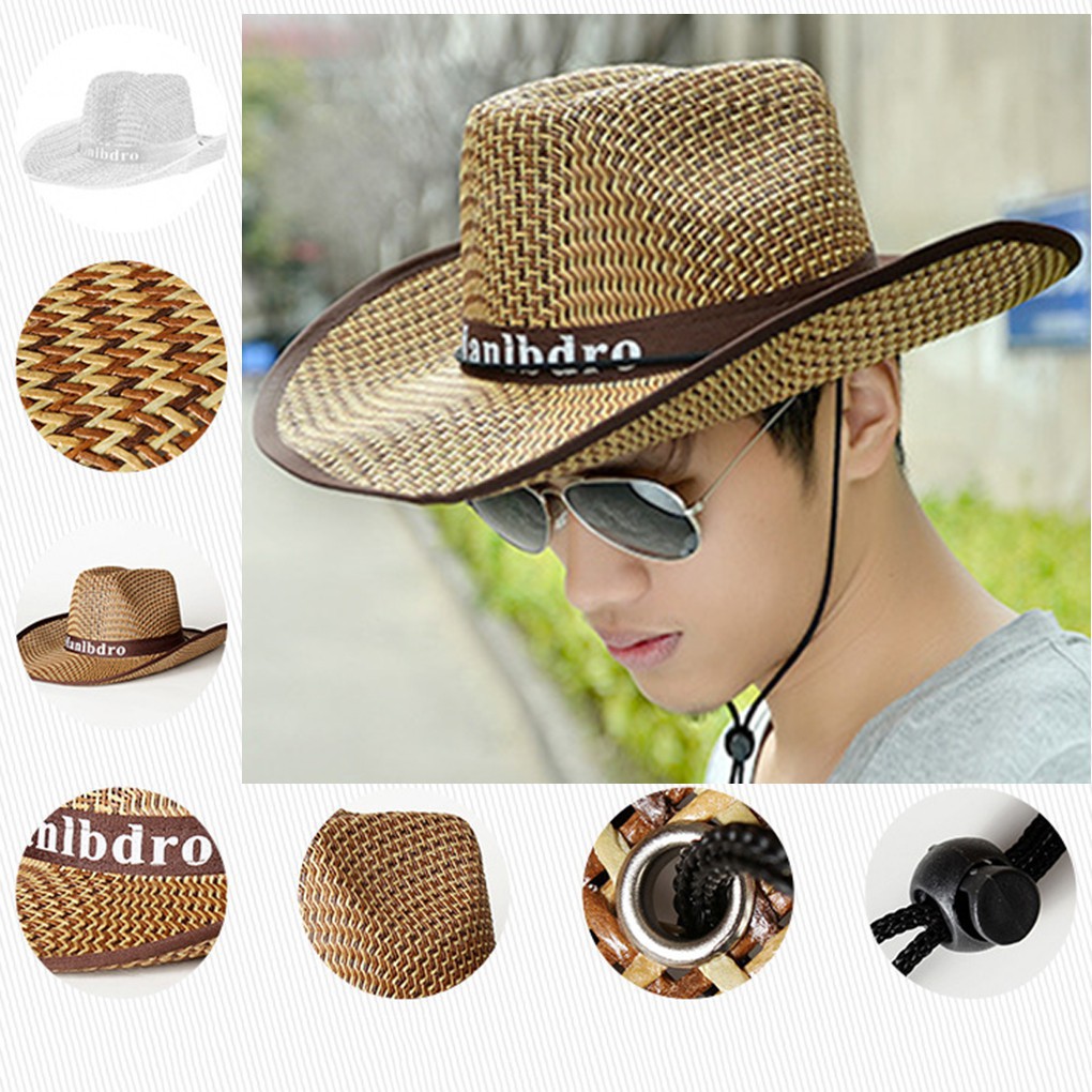 Mũ cói vành rộng thời trang cho nam