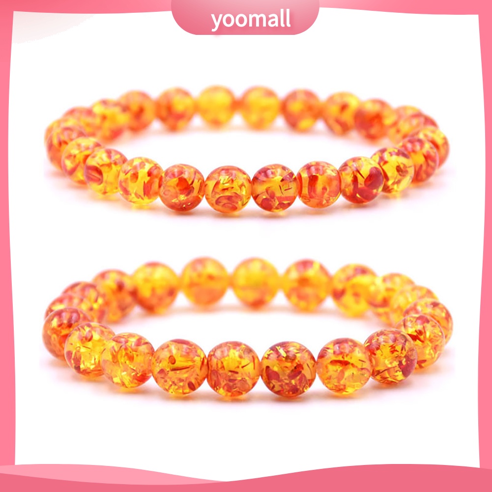 Vòng đeo tay chuỗi hạt hổ phách 8mm / 10mm thời trang cao cấp dành cho nam / nữ