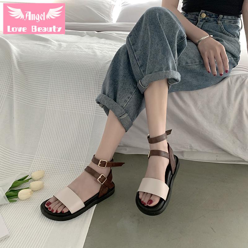 Đôi Giày Sandal Mùa Hè Đế Phẳng Dày Phong Cách Hàn Quốc Thời Trang Dễ Phối Đồ Cho Nữ