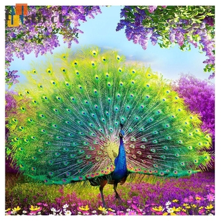 Tranh Thêu Chữ Thập, Hạt Cườm, Hình Con Công