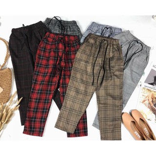 Quần baggy vải caro