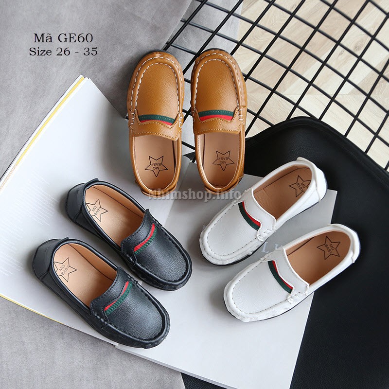 Giày moca cho bé trai mặc vest lãng tử và sang trọng nhiều màu full size cho bé 3 - 10 tuổi GE60