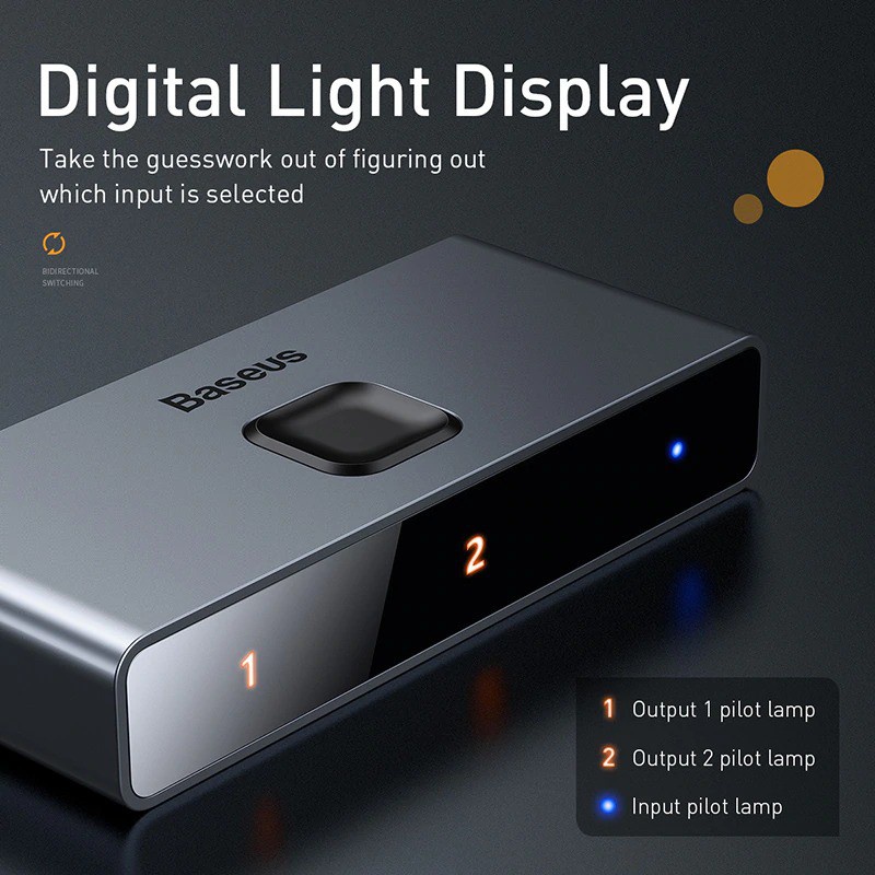 Thiết bị chia cổng HDMI 2 chiều Baseus Matrix HDMI Splitter (2 Devices to 1 Screen or 1 Device to 2 Screen, Support 4K30