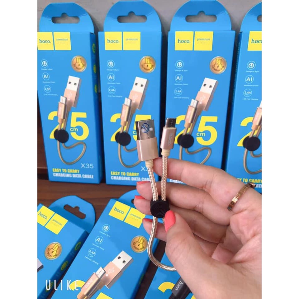 Cáp Sạc Iphone💝DÂY DÙ💝Dây Sạc Hoco X35 Cáp Sạc Ngắn 25cm Hỗ Trợ Sạc Nhanh 2.4A Cho Iphone Lightning/ Micro USB/ Type-C