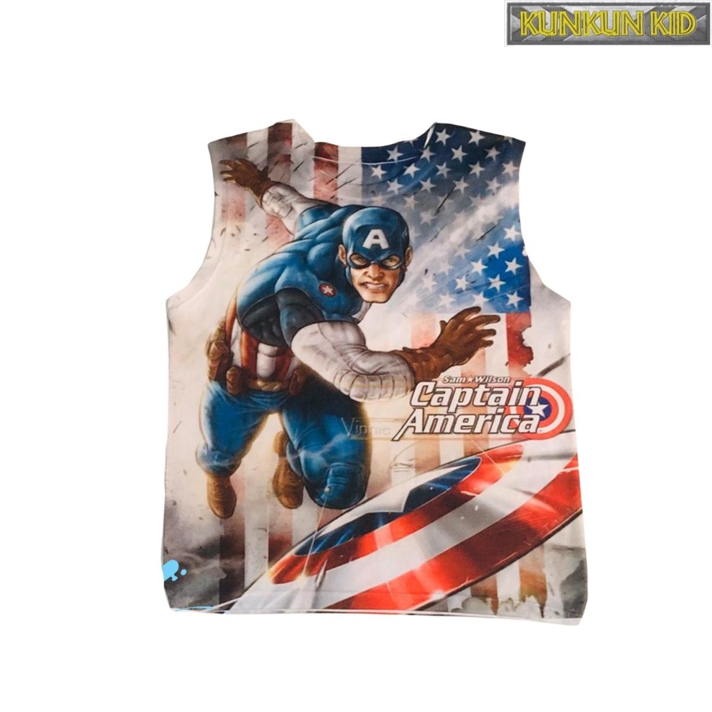 Quần áo bé trai thun lạnh Kunkun Kid BL130 in 3D hình Captain America size đại từ 10-40kg