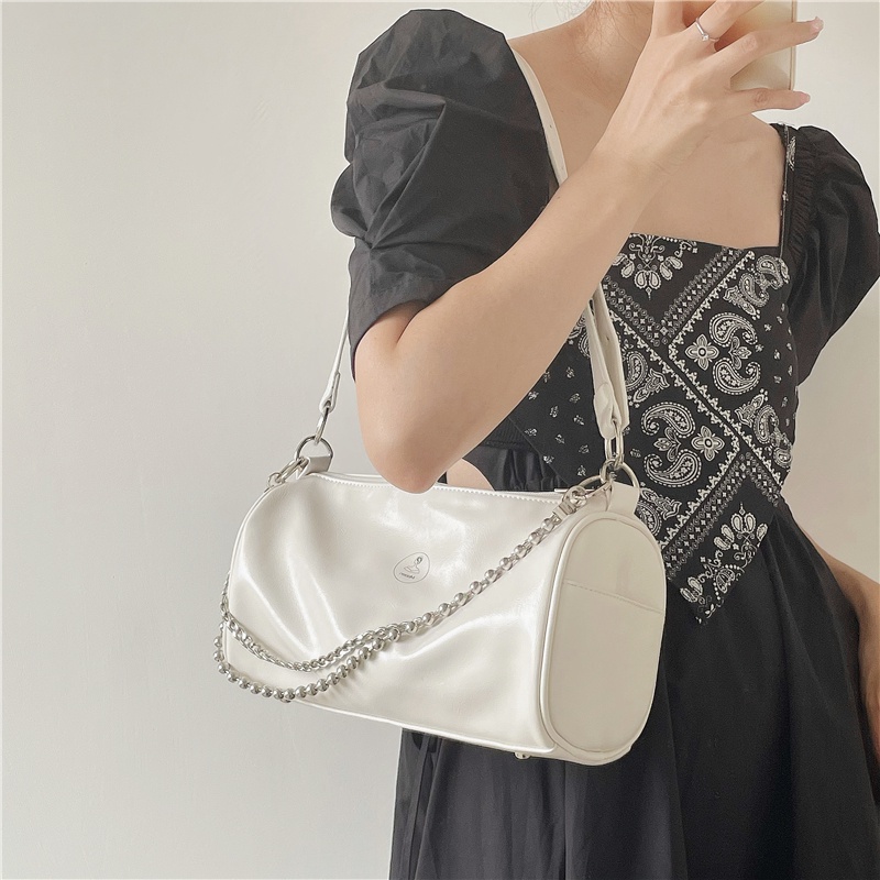 Túi Đeo Vai Hình Trụ Phối Dây Xích Thời Trang Mùa Hè Hàn Quốc 2022