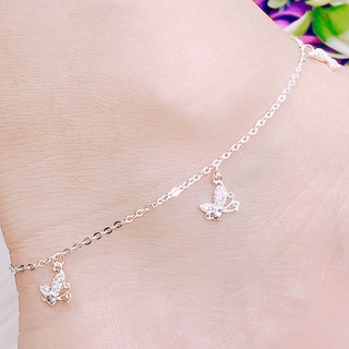 Lắc chân nữ ,vòng chân nữ bạc ta, dài 22-24cm , lắc chân mẫu mới treo cánh bướm , Trang sức bạc minh châu