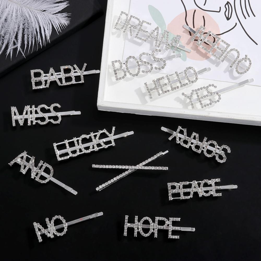 MAG Trâm Cài Tóc Chữ Cái Đính Đá Lấp Lánh