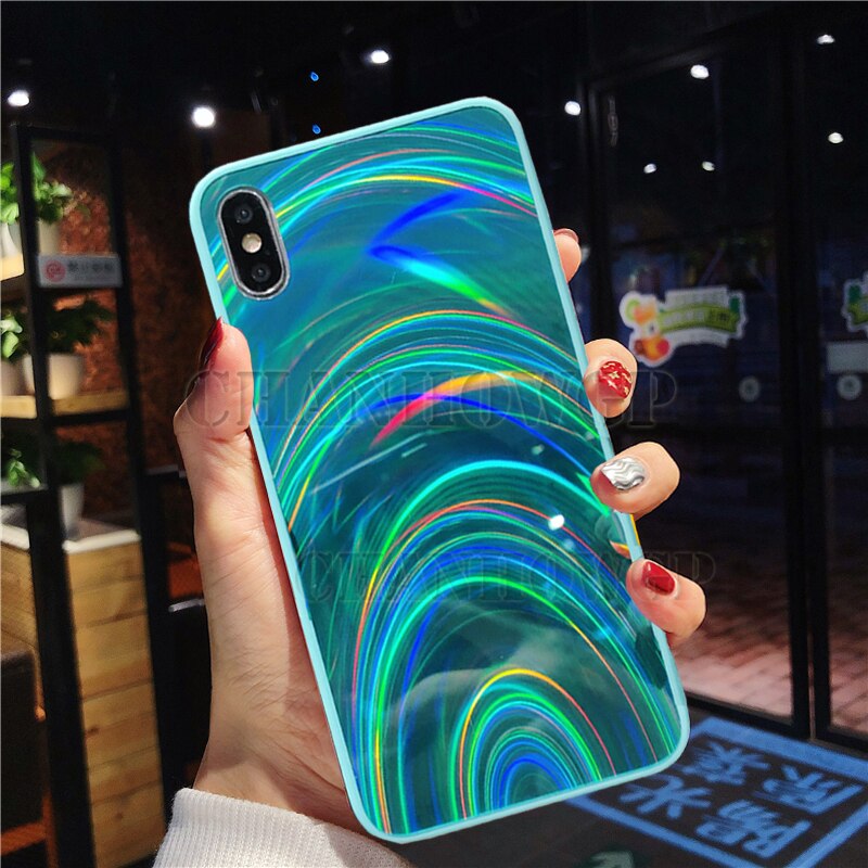 Ốp Điện Thoại Dẻo Màu Cầu Vồng 3d Lấp Lánh Kèm Gương Soi Cho Iphone Xs Max Xr X Xs 7plus 6splus 6 6s 7 8 Plus