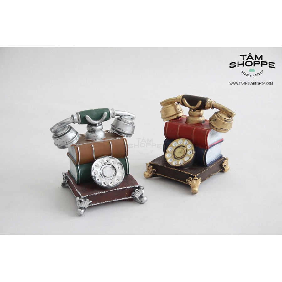 Điện thoại cổ quay số hình cuốn sách Vintage TAN