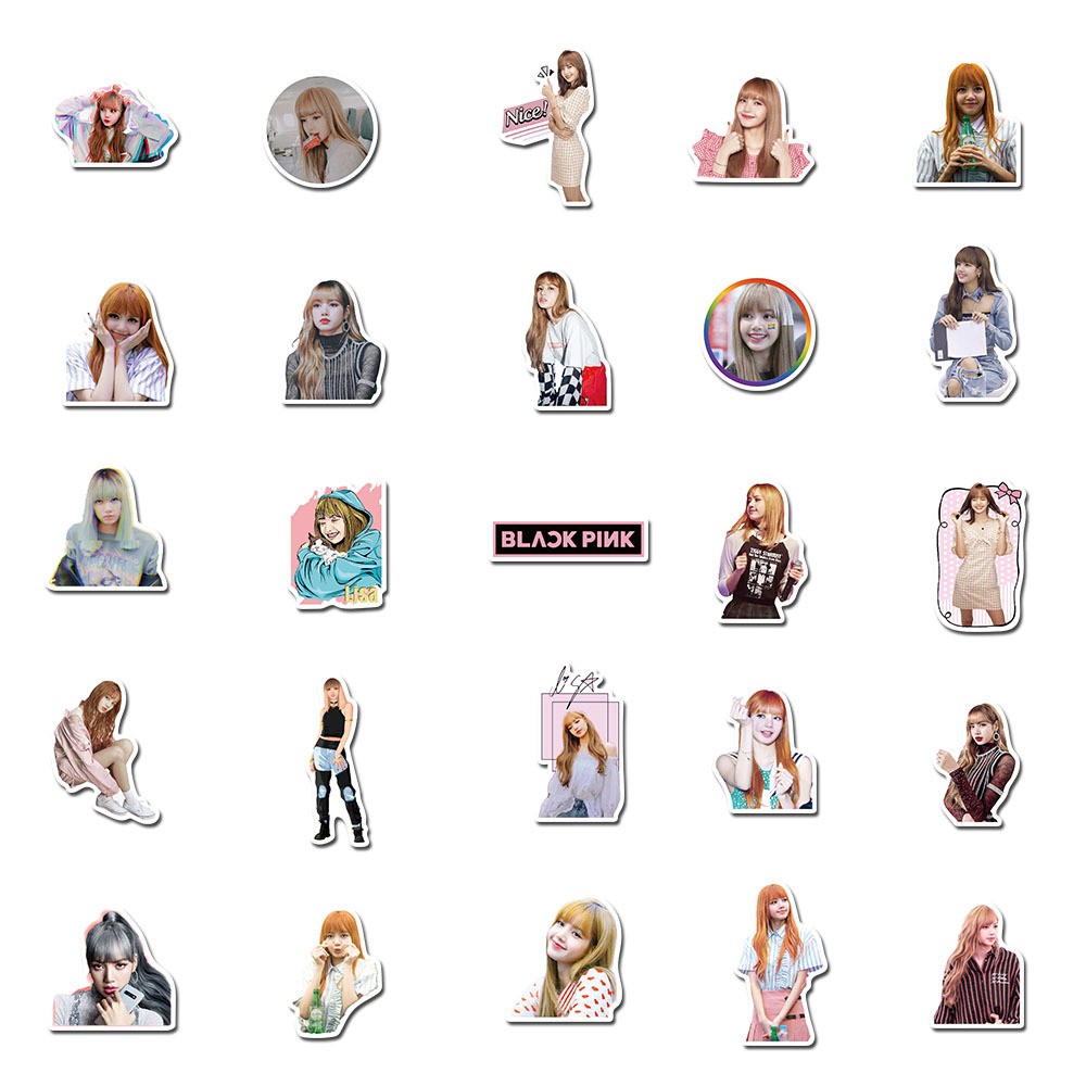 Set 50 miếng sticker hình BlackPink-Lisa dán trang trí dễ thương