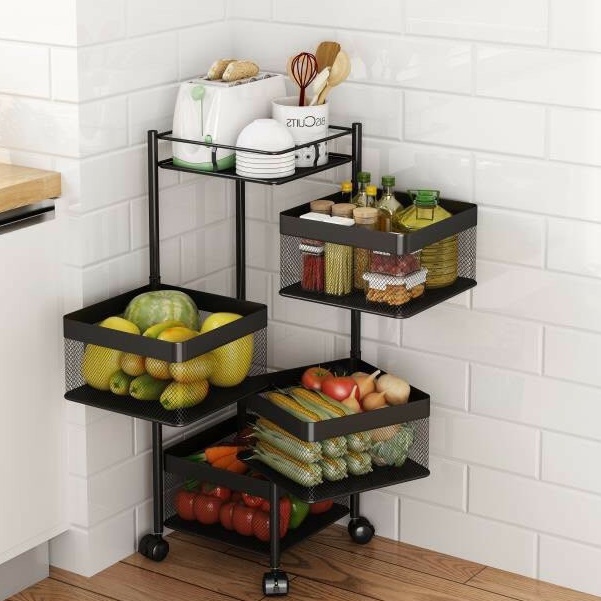 ( loại 1) KỆ NHÀ BẾP Xoay Vuông Tròn Đa Năng , giá Đa NĂNG XOAY 360 3/4/5 Tầng Có Bánh Xe Soay Di Chuyển KE225369