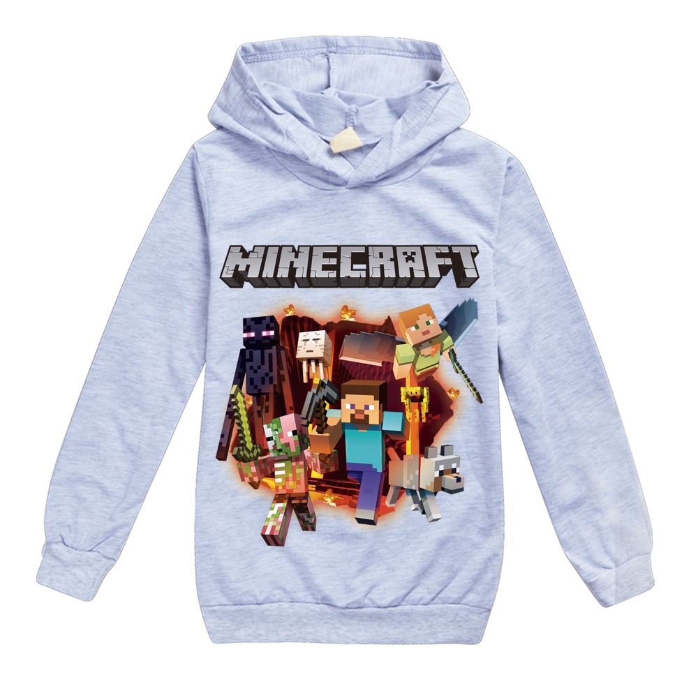 Áo Hoodie Tay Dài In Họa Tiết Game Minecraft Độc Đáo Cho Bé Từ 4-15 Tuổi