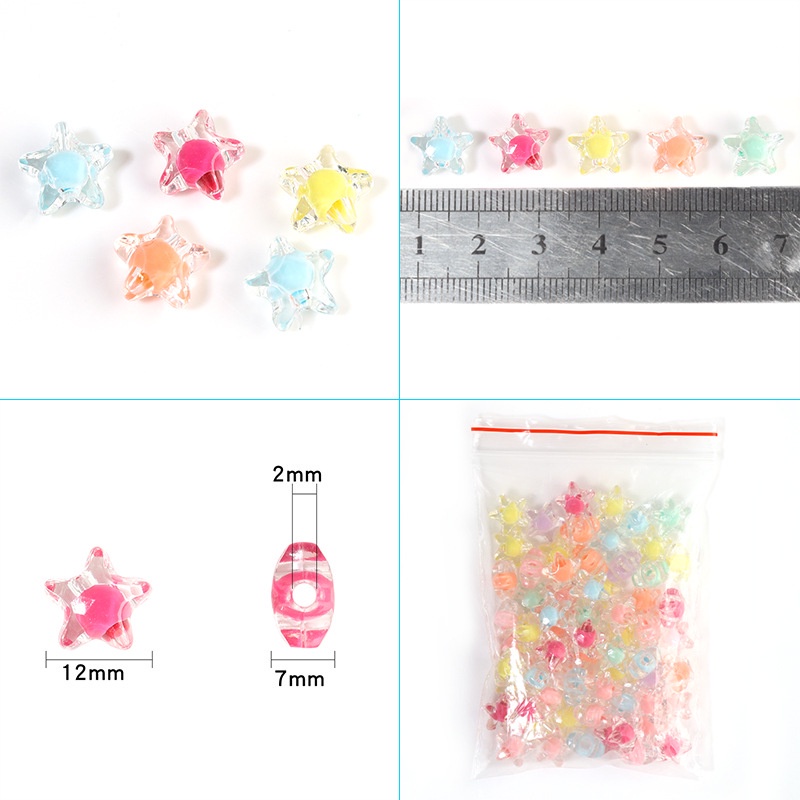 Bộ 50/100 hạt xâu chuỗi trong suốt dùng làm trang sức thủ công