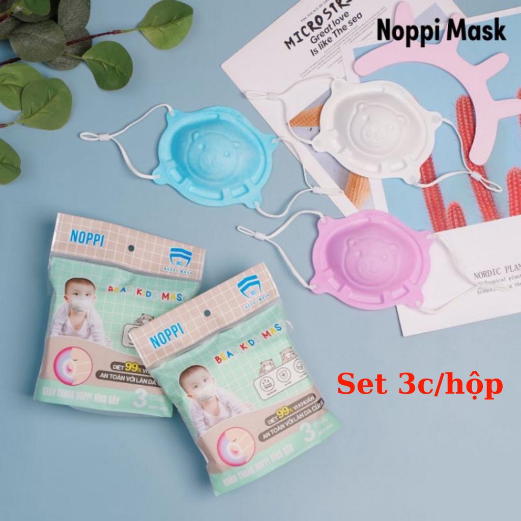 Khẩu Trang Gấu 3D NOPPI cho em bé có dây rút điều chỉnh