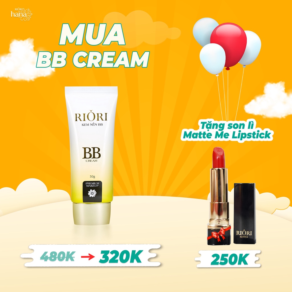 Kem Nền Trang Điểm Riori BB Cream 50g – Kem Nền Che Khuyết Điểm Đa Chức Năng Phù Hợp Mọi Loại Da