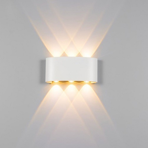 Đèn Tường LED Trang Trí Hắt Sáng Trên Dưới - Loại 6 Tia Sáng Vàng - Nguồn Nhôm Đúc Chống ẩm Chống Nước IP66