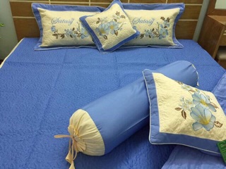 Set Chăn Ga Cưới 7 Món Satin Cao Cấp
