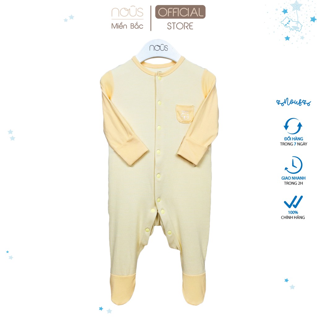 Bộ body sơ sinh có tất chân Nous Body Newborn kẻ vàng (NB)