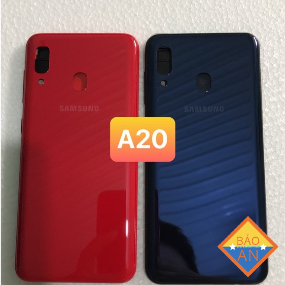 bộ vỏ samsung a20 ( gòm sườn.lưng.phím bấn. kính cam)