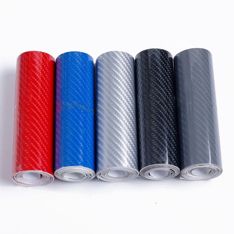 Đề Can Vinyl Họa Tiết Sợi Carbon 5D Màu Đen/Bạc/Đỏ Trang Trí Nội Thất Xe Hơi