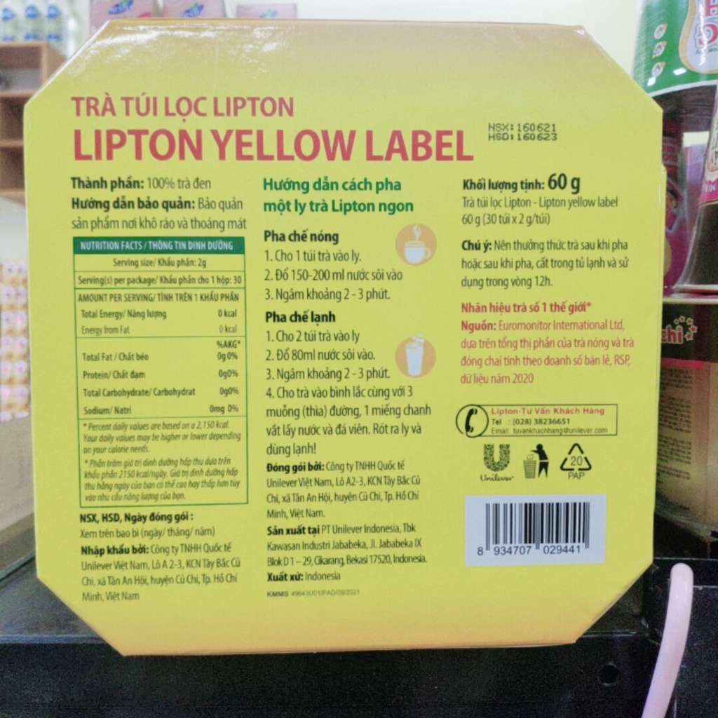 Trà Lipton/ Trà Túi Lọc Nhãn Vàng Yellow Label Hộp 50- 60g