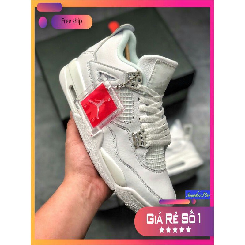 Ảnh thật Giày thể thao AIR JORDAN 4 Retro Pure money full trắng siêu đẹp cho nam và nữ siêu đẹp ⁸ :; ` ' . ' ' ' '