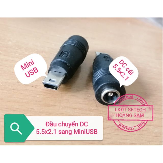 Đầu chuyển đổi Jack DC cái 5.5x2.1mm sang Mini USB