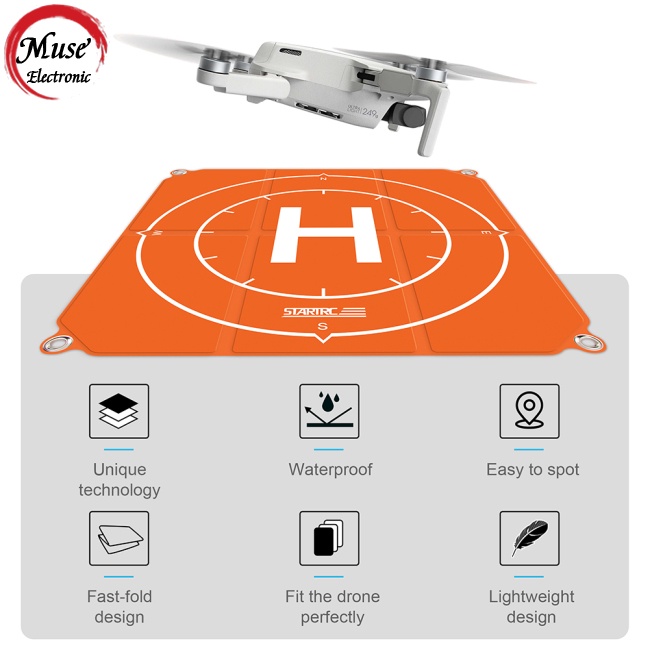 Thảm Đáp Máy Bay Điều Khiển Từ Xa Hình Vuông Gấp Gọn 50/65cm Cho Dji Fpv/mini