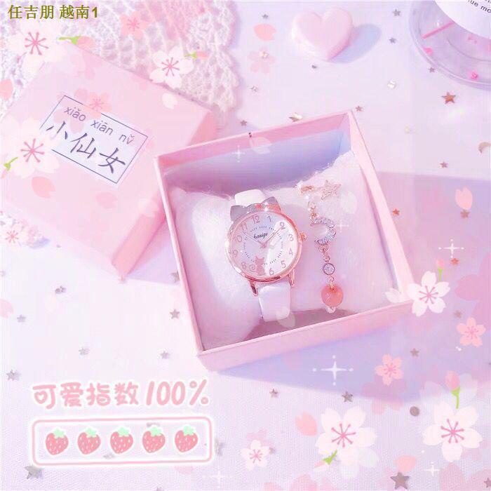 Đồng hồ đeo tay phát sáng họa tiết hoạt hình dễ thương cho bé gái 8-10-12 tuổi